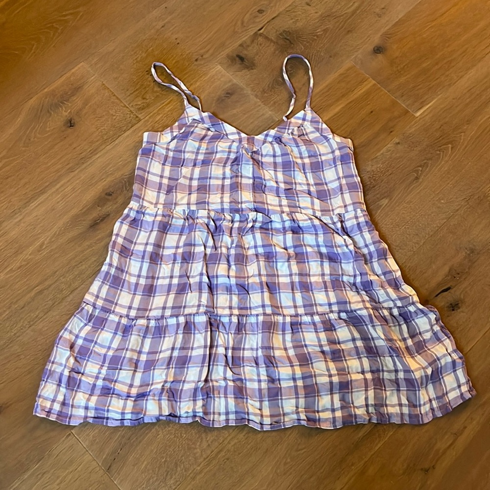 Purple and white spaghetti strap dress